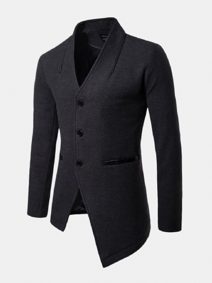 Uregelmessig Britisk Stil Ensfarget Dress V-hals Trenchcoat Blazers For Menn