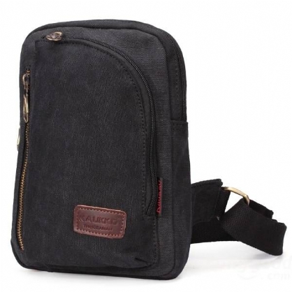 Kaukko Menns Kvinners Avslappet Lerret Skuldervesker Brystpakke Messenger Bag