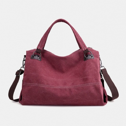 Kvinner Casual Canvas Handbag Multi-carry Crossbody Bag
