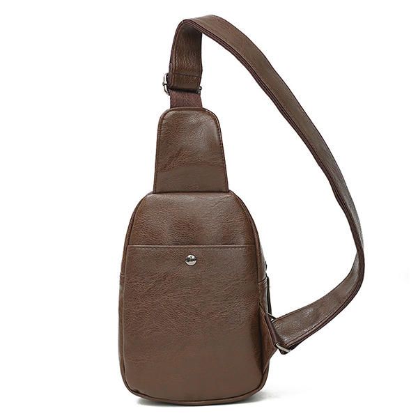 Menn Pu Skinn Vanntett Casual Crossbody Bag Brystpose Sykling Utendørssport Skulderveske